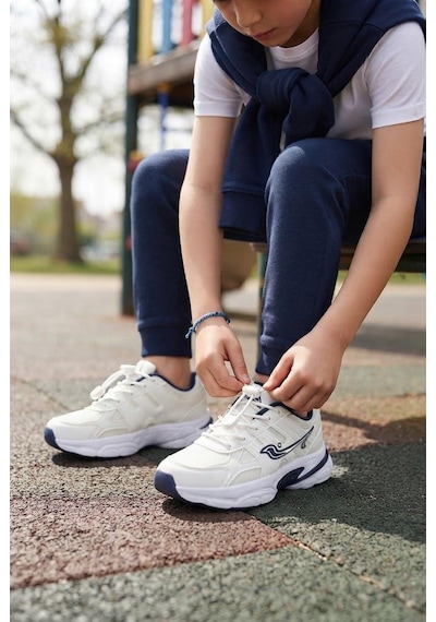 Pepino 2348 Anatomik Lastik Bağcıklı Kalın Taban Sneaker Çocuk Spor Ayakkabı Beyaz