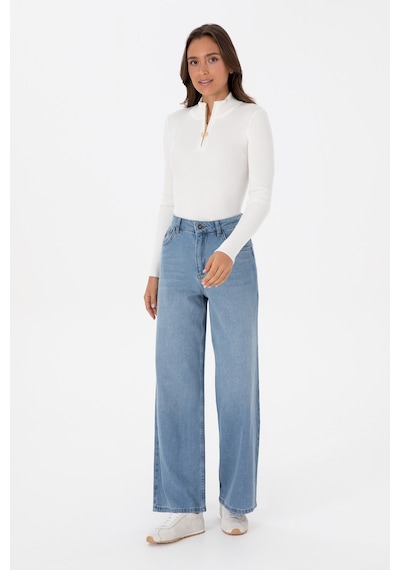U.S. Polo Assn. Kadın Açık Mavi Loose Fit Jean Pantolon 50316568-DN0021