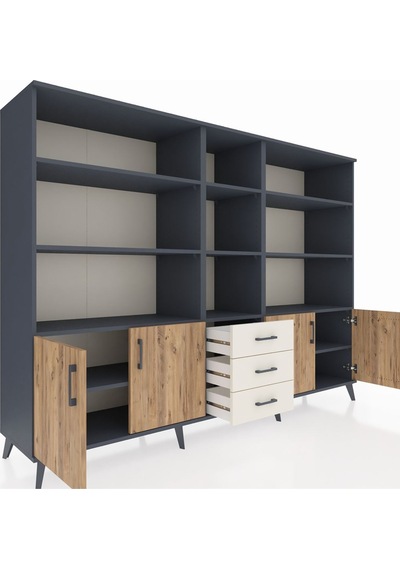 Hyperion Dolap 11 Raflı 3 Çekmeceli 4 Kapaklı 220x44x163 Antrasit Antrasit-çam/aytaşı Hyperion Dolap 11 Raflı 3 Çekmeceli 4 Kapaklı 220x44x163 Antrasit Antrasit-çam/aytaşı