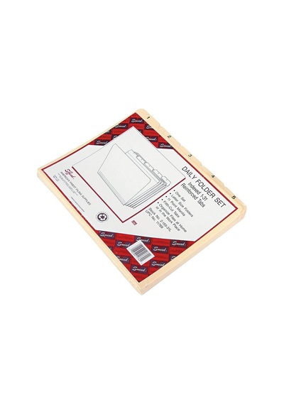 Indiziert Dosya Düzenleyici Set, Her Gün 1 31 , Klasörlere, Güçlendirilmiş 1/5-cut Tab, Letter Size, Manila, 31 Pro Set 11769