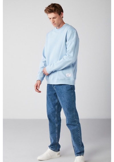 Grımelange Travıs Erkek Organik Kumaşlı Yumuşacık Regular Fit Yuvarlak Yakalı Mavi Sweatshirt Grımelange Travıs Erkek Organik Kumaşlı Yumuşacık Regular Fit Yuvarlak Yakalı Mavi Sweatshirt