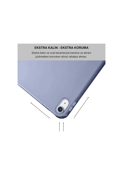 Klasse Apple İpad 10.9 İnç 2022 10. Nesil Uyumlu Smart Kılıf, Apple Pencil Kalemlikli, Trifold, Esnek, Mat, Darbeye Tam Dayanıklı Tablet Kılıfı Lila