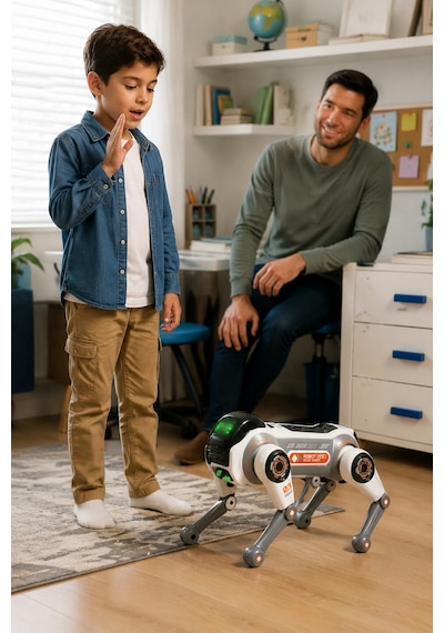 Brb1 Akıllı Robot Köpek Sesli Komutlu, 2.4 Ghz Kumandalı, Programlanabilir, Işıklı Ve Müzikli