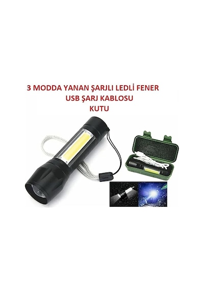 Promosyonca Şarjlı El Feneri, 2000 Lümen, 6 Işık Modlu, Metal Kasa, Zoom Özellikli, Type-c Şarj, Suya Dayanıklı