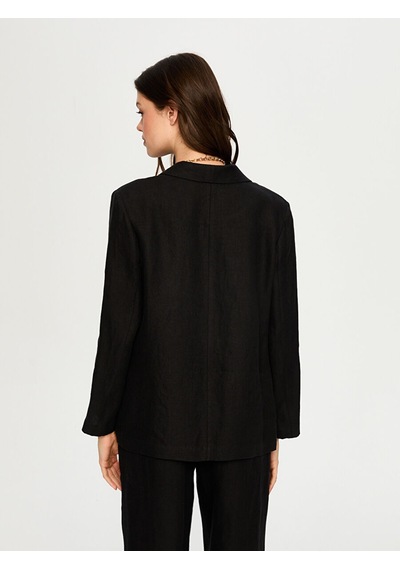 %100 Keten Astarsız Blazer Ceket S26ckt015 Us26ckt01510 Siyah