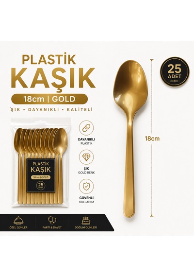 Gold Sert Plastik Kaşık 25'li