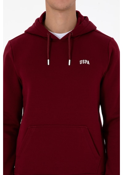 U.S. Polo Assn. Erkek Regular Fit Kapüşonlu Şardonlu Bordo Basic Sweatshirt 50315582-VR014