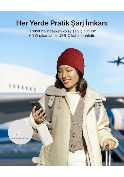 Belkin Boostcharge Power Bank 20000 Mah Display, Pd 20w Usb-c Kablolu Beyaz