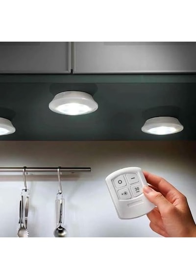 ' Lü Led Lamba Uzaktan Kumandalı Spot Lamba Dolap Altı Lamba Kiler Aydınlatma Lambası Mutfak Lambası Kablosuz Led Çok Renkli