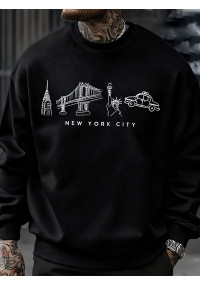 Startmore Startmorenew York City Özellik Desen Erkekler Kazak Sonbahar Bisiklet Yaka Kazak Hip Hop Çok Renkli Gi Siyah