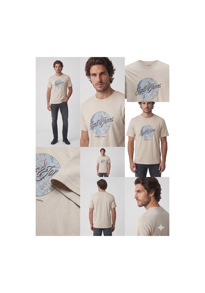 Jack & Jones Jjhonolulu Shape Moonbeam Bej Erkek Tişört 12288088 Beige