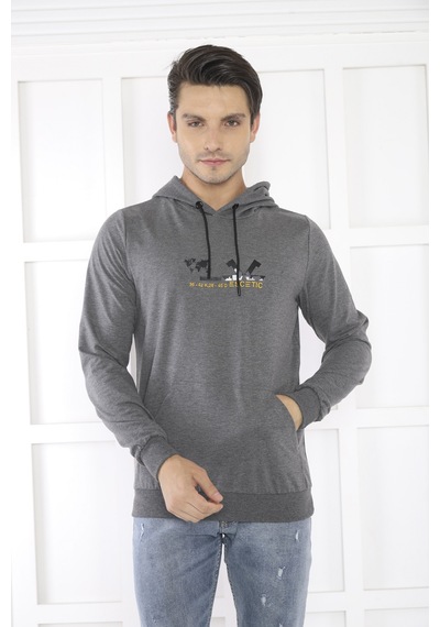 Escetic Spor Erkek G3 Melanj Cepli, Kapüşonlu Sweatshirt-4173