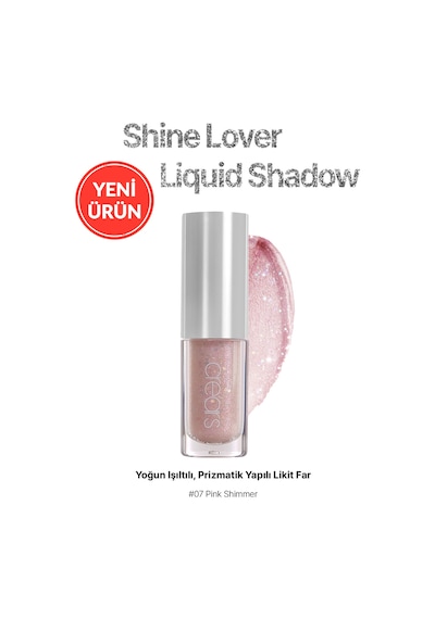 Cre'ars Yoğun Işıltılı, Prizmatik Yapılı Likit Far Shine Lover Liquid Shadow 07 Pink Shimmer