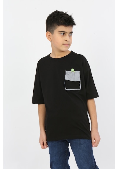 Toontoy Kids Toontoy Erkek Çocuk Göğsü Cepli Tişört Siyah