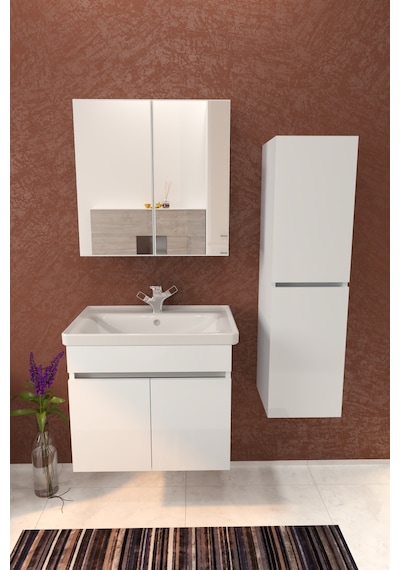 Makbulce Tokyo Havlu Dolaplı 65cm Seramik Lavabolu Mdf Aynalı Banyo Dolabı Beyaz Makbulce Tokyo Havlu Dolaplı 65cm Seramik Lavabolu Mdf Aynalı Banyo Dolabı Beyaz