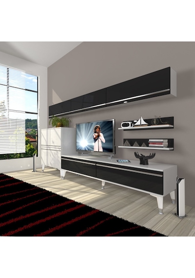 Decoraktiv Eko 8 Mdf Std Silver Tv Ünitesi Tv Sehpası Beyaz - Siyah
