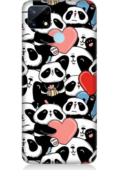 Realme 7i Uyumlu Silikon Kılıf Panda Aşkı Ve