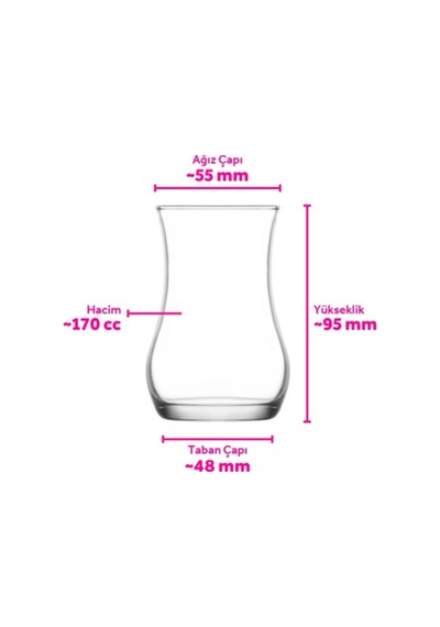 Lav Eva Cam Çay Bardağı 6 Kişilik 170 ml