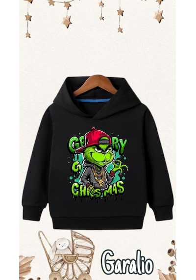 Startmore Anime Baskılı Kapüşonlu Çocuk Sweatshirt Siyah