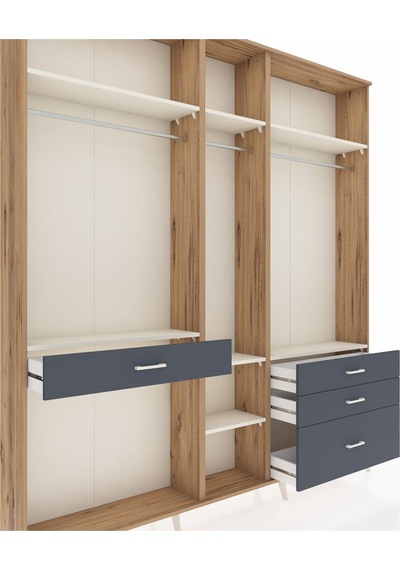 Arges Dolap 7 Raflı 4 Çekmeceli 3 Askılı 220x30x243 Çam-aytaşı/antrasit Aytası/antrasıt Arges Dolap 7 Raflı 4 Çekmeceli 3 Askılı 220x30x243 Çam-aytaşı/antrasit Aytası/antrasıt
