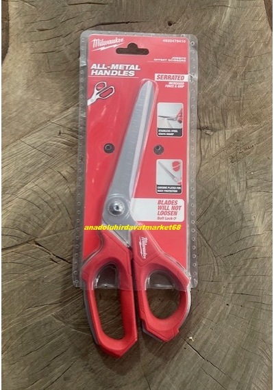 Milwaukee Agır Hizmet Makası Kumaş Kagıt Naylon Makası Eğik Açılı Makas 26cm