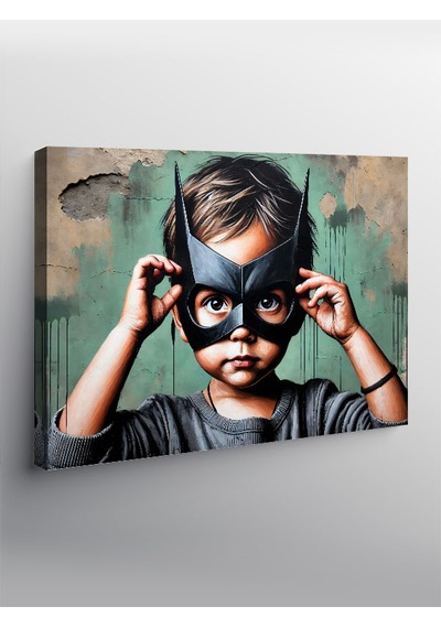 Kanvas Tablo Maskeli Çocuk Kahraman 50cmx70cm
