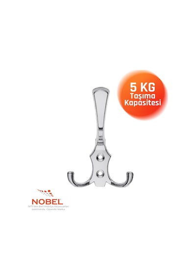 Ri Ko Portmanto Askısı, Metal Vestiyer Askısı, 16 Gr, Dolap Ve Duvar Askılığı, Krom Vidalı