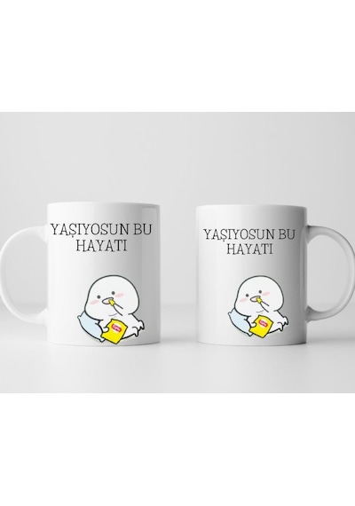 Yaşıyosun Bu Hayatı Tasarımlı Kupa Bardak Siyah
