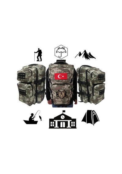 Mygeppetobag Su Geçirmez Çok Gözlü Kampçı-seyahat-dağcı-outdoor - Askeri Kamuflaj