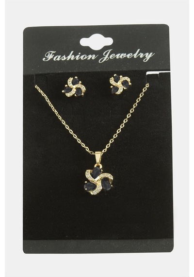 Çiçek Damla Zirkon Taşlı Set Kolye 11