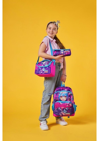 Coral High Kids Mor Pembe Anime Kedi Desenli 3 Lü Okul Çanta Seti Set0123753 Çok Renkli