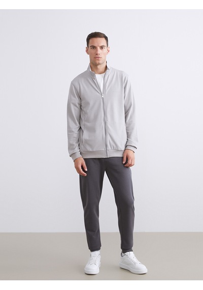 LC Waikiki Lc Waıkıkı Gri Rahat Kalıp Dik Yaka Erkek Fermuarlı Sweatshirt