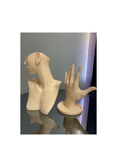 21 Cm Ten Rengi 2'li Dekoratif Takı Organizer Mankeni Standı Set Şık Makyaj Mücevher Kolye Sergi