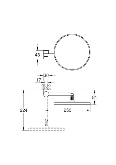 Grohe Selection Makyaj Aynası - 41077A00 Gri