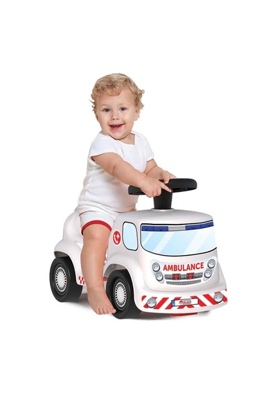 Kornalı Bin-git Ambulans Aracı Eğlenceli İlk Sürüş Deneyimi Eğitici Öğretici Oyuncak 55 Cm Beyaz