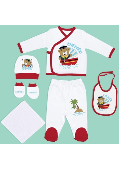 Bk Kids Kişiye Özel Hastane Çıkışı, Bebek Kıyafeti, Yeni Doğan Bebek Hediyesi, 6 Parça Kırmızı Bebek Elbise Giyim Seti-1