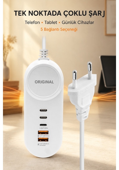 15w Çoklu Şarj Adaptörü 2 Type-c 2 Usb-a Çıkışlı Pd Lightning Destekli 4 Portlu Aşırı Isınma, Kısa Devre Ve Yüksek Akım Koruması 15w Çoklu Şarj Adaptörü 2 Type-c 2 Usb-a Çıkışlı Pd Lightning Destekli 4 Portlu Aşırı Isınma, Kısa Devre Ve Yüksek Akım Koruması