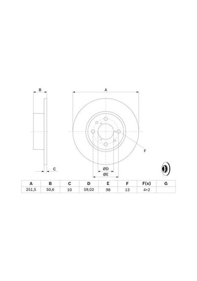 Fiat Bravo 1.6Mj 2007-2014 Bosch Arka Disk 2 Adet