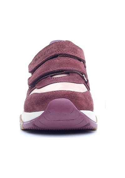 Rakerplus Hakiki Deri Bordo Pembe Metal Detaylı Kız Çocuk Sneakers Ayakkabı Bordo