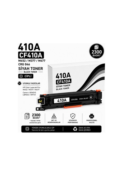 Hp/canon 410a-cf410a-m452-m377-m477-crg 046 Siyah 2300 Baskı
