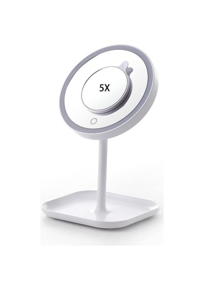 1x+5x Zoom 23 Led Işıklı Makyaj Aynası, 360 Döner, Dokunmatik Sensörlü, Kablolu Kablosuz Kullanım