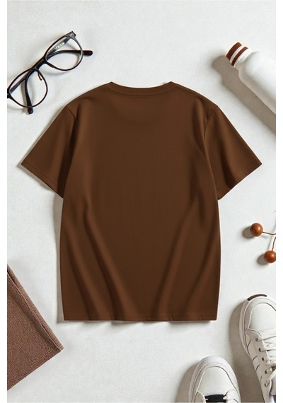 Uyguntarz Unisex Talk İs Cheap Baskılı Oversize Tshirt Kahverengi