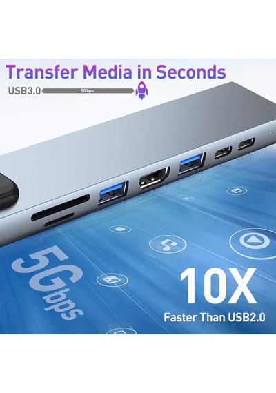 Hub, 8'i 1 Arada Adaptör, 4k Hdmı, Type C 100w Pd, Usb C Bağlantı Noktası, Usb 3.0, Rj45 Ethernet, Sd/tf Kartları, Yerleştirme İstasyonu, Macbook Pro/air Dizüstü Bilgisayar Ve Diğer Cihazlarla Uyumlu