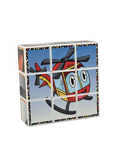 Neşeli Taşıtlar Manyetik 3d Küp Puzzle - 9 Mıknatıslı Küp 6 Yapboz - Gemi/helikopter/tren/roket/ufo/balon