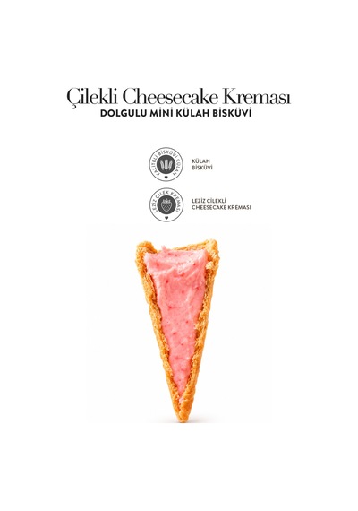 Çilekli Cheesecake Kreması Dolgulu Mini Külahlar 66 G