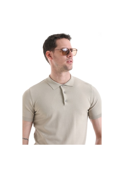 Hatemoğlu Bej Regular Fit Düz Rayon Polo Yaka Tişört 35362023c001 006 Bej