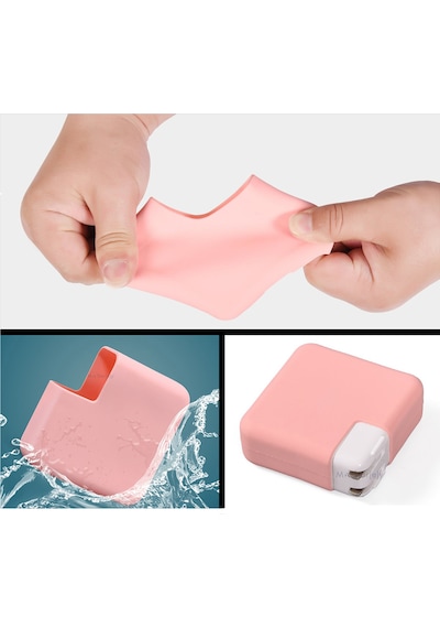 Şarj Aleti Silikon Kılıfı Apple Uyumlu MacBook Pro Air Magsafe 1-2 60w Type-c 61w-65w-67w Pembe