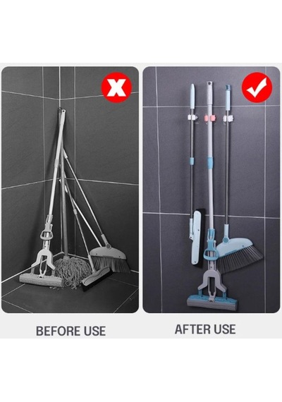 Yapışkanlı Pratik Mop Tutucu 4 Adet Beyaz Çok Renkli Renkli