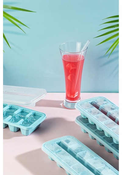 Frozia 12 Bölmeli Buz Kalıbı, Şeffaf Kapaklı Silikon Buzluk, Modern Tasarım Plastik Diğer