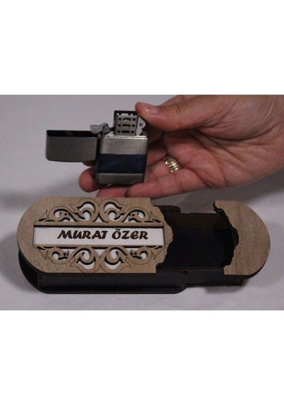 Çakmak Kişiye Özel İsim Yazılı Ve Mdf Tasarım Kutulu No:82 Gri